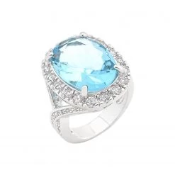 J Goodin Oval Blue Topaz Cocktail Ring Size 10