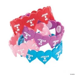Jesus Loves Me Heart Bracelets - 12 Pc.