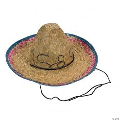 Kid’s Embroidered Woven Straw Sombreros - 12 Pc.