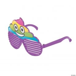 Kid’s Rainbow Poop Emoji Shutter Glasses - 12 Pc.