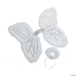 Kid’s White Marabou Angel Wings & Halo Headband - 2 Pc.