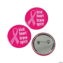 Kind Heart Brave Spirit Pink Ribbon Buttons