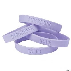 Awareness Ribbon Sayings Rubber Bracelets - 24 Pc.