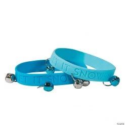 Let It Snow Jingle Bell Rubber Bracelets - 12 Pc.