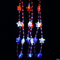 Light-Up Patriotic Mardi Gras Beaded Necklaces - 6 Pc.