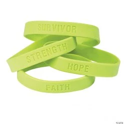 Awareness Ribbon Sayings Rubber Bracelets - 24 Pc.