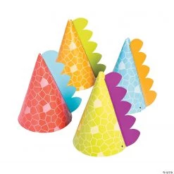 Little Dino Cone Party Hats Assortment - 8 Pc.