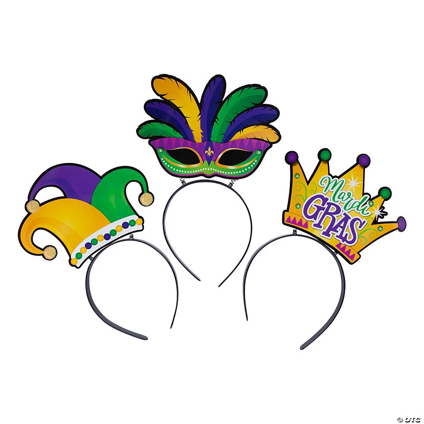 Mardi Gras Head Boppers - 12 Pc. 1 Mardi Gras Head Boppers - 12 Pc.