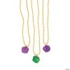 Mardi Gras Jingle Bell Beaded Necklaces - 12 Pc.