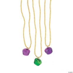 Mardi Gras Jingle Bell Beaded Necklaces - 12 Pc.
