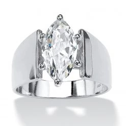 Marquise-Cut Cubic Zirconia Solitaire Wide Band Ring 2.48 TCW in Sterling Silver-Size 7