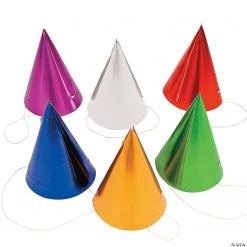 Metallic Cone Hats Assortments - 12 Pc.