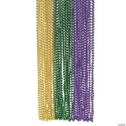 Metallic Mardi Gras Bead Necklaces - 48 Pc.