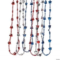 Metallic Patriotic Star Necklaces - 3 Pc.