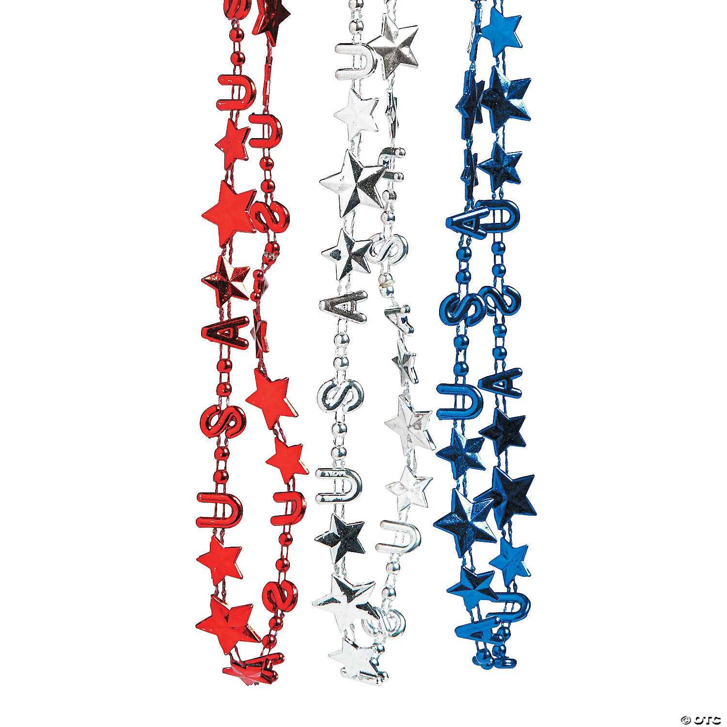 Metallic Patriotic USA Bead Necklaces - 48 Pc. 1 Metallic Patriotic USA Bead Necklaces - 48 Pc.
