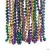 Metallic Tri-Color Mardi Gras Bead Necklaces - 48 Pc.
