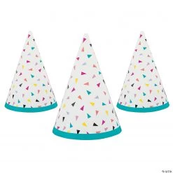 Mini Birthday Confetti Cone Party Hats - 8 Pc.