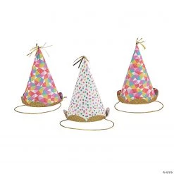 Mini Confetti Cone Party Hats - 6 Pc.