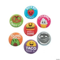 Mini Fun Food Buttons - 48 Pc.