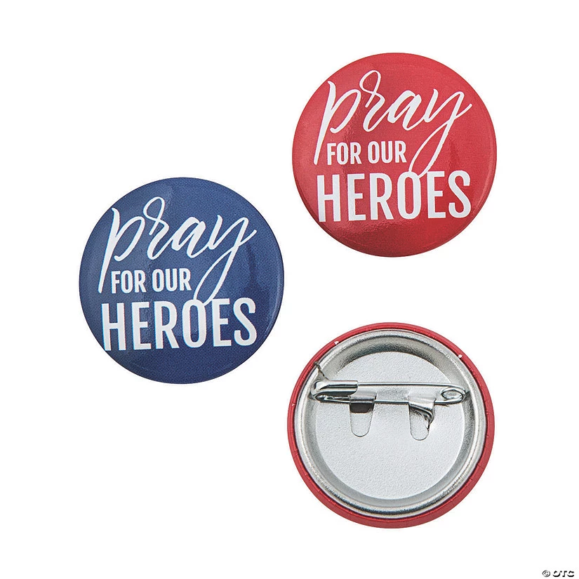 Mini Pray for Our Heroes Buttons - 48 Pc. 1 Mini Pray for Our Heroes Buttons - 48 Pc.