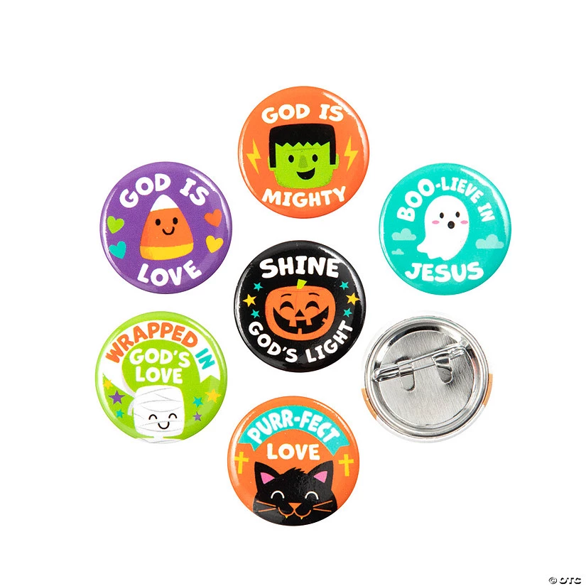 Mini Religious Halloween Buttons - 48 Pc. 1 Mini Religious Halloween Buttons - 48 Pc.