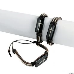 Natural Leather Cross Bracelets - 12 Pc.