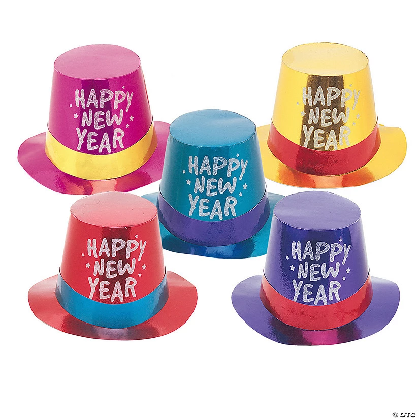 New Year’s Eve Glitter Top Hat Assortment - 25 Pc. 1 New Year’s Eve Glitter Top Hat Assortment - 25 Pc.