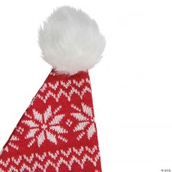 Northlight 17" Red and White Nordic Snowflake and Striped Santa Hat With Pom Pom -Apparel & Accessories Sales northlight 17 red and white nordic snowflake and striped santa hat with pom pom14124008 a02