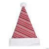 Northlight 17" Red and White Nordic Striped Santa Hat With Pom Pom