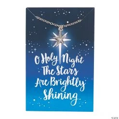 O Holy Night Star Necklaces with Card - 12 Pc.