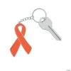Orange Awareness Ribbon Enamel Keychains - 12 Pc.