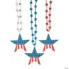 Patriotic Bead Necklaces with Stars - 36 Pc.