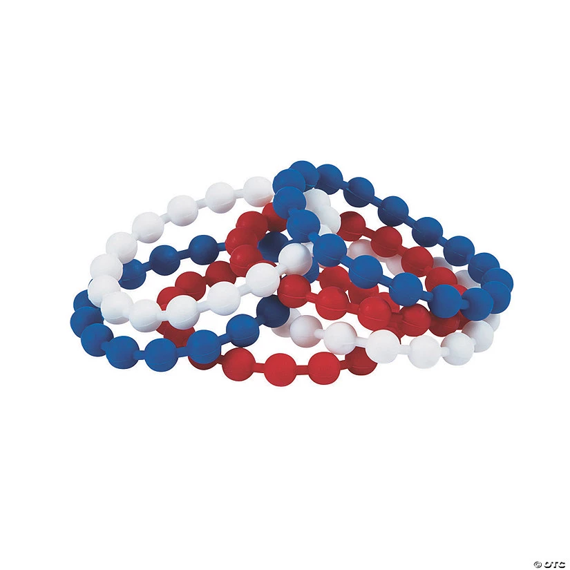 Patriotic Beaded Rubber Bracelets - 12 Pc. 1 Patriotic Beaded Rubber Bracelets - 12 Pc.