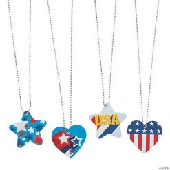 Patriotic Dog Tag Necklaces - 12 Pc.