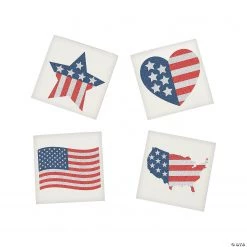 Patriotic Glitter Flag Temporary Tattoo Assortment - 72 Pc.