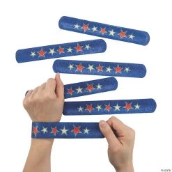 Patriotic Glitter Slap Bracelets - 12 Pc.