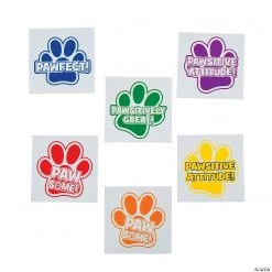 Paw Print Motivational Temporary Tattoos - 72 Pc.