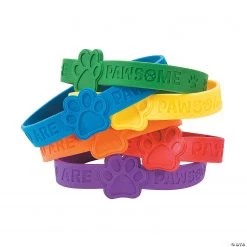 Paw Print Rubber Bracelets - 24 Pc.