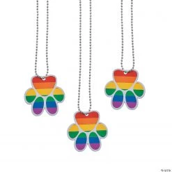 Paw-Print-Shaped Dog Tag Necklaces - 12 Pc.