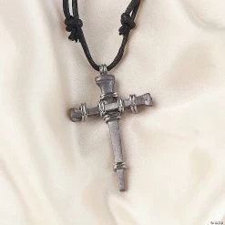 Pewtertone Nail Cross Necklaces - 12 Pc. -Apparel & Accessories Sales pewtertone nail cross necklaces 12 pc 36 16 a03