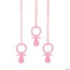 Pink Pacifier Necklaces - 24 Pc.
