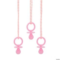Pink Pacifier Necklaces - 24 Pc.