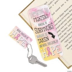 Pink Ribbon Bookmarks & Keychains - 24 Pc.