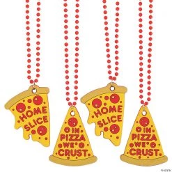 Pizza Bead Necklaces with Sayings - 24 Pc.