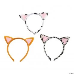 Plush Kitty Ear Headbands - 12 Pc.
