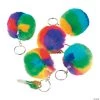 Plush Rainbow Pom-Pom Keychains - 12 Pc.