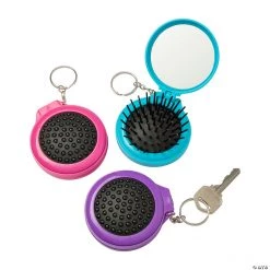 Pop-Up Hair Brush Keychains - 12 Pc.
