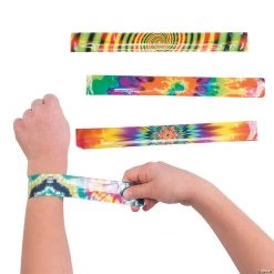 Psychedelic Tie-Dyed Slap Bracelets - 12 Pc.