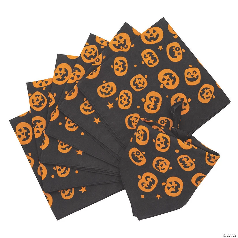 Pumpkin Face Bandanas - 50 Pc. 1 Pumpkin Face Bandanas - 50 Pc.