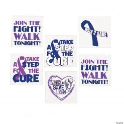 Purple Awareness Ribbon Temporary Tattoos - 72 Pc.